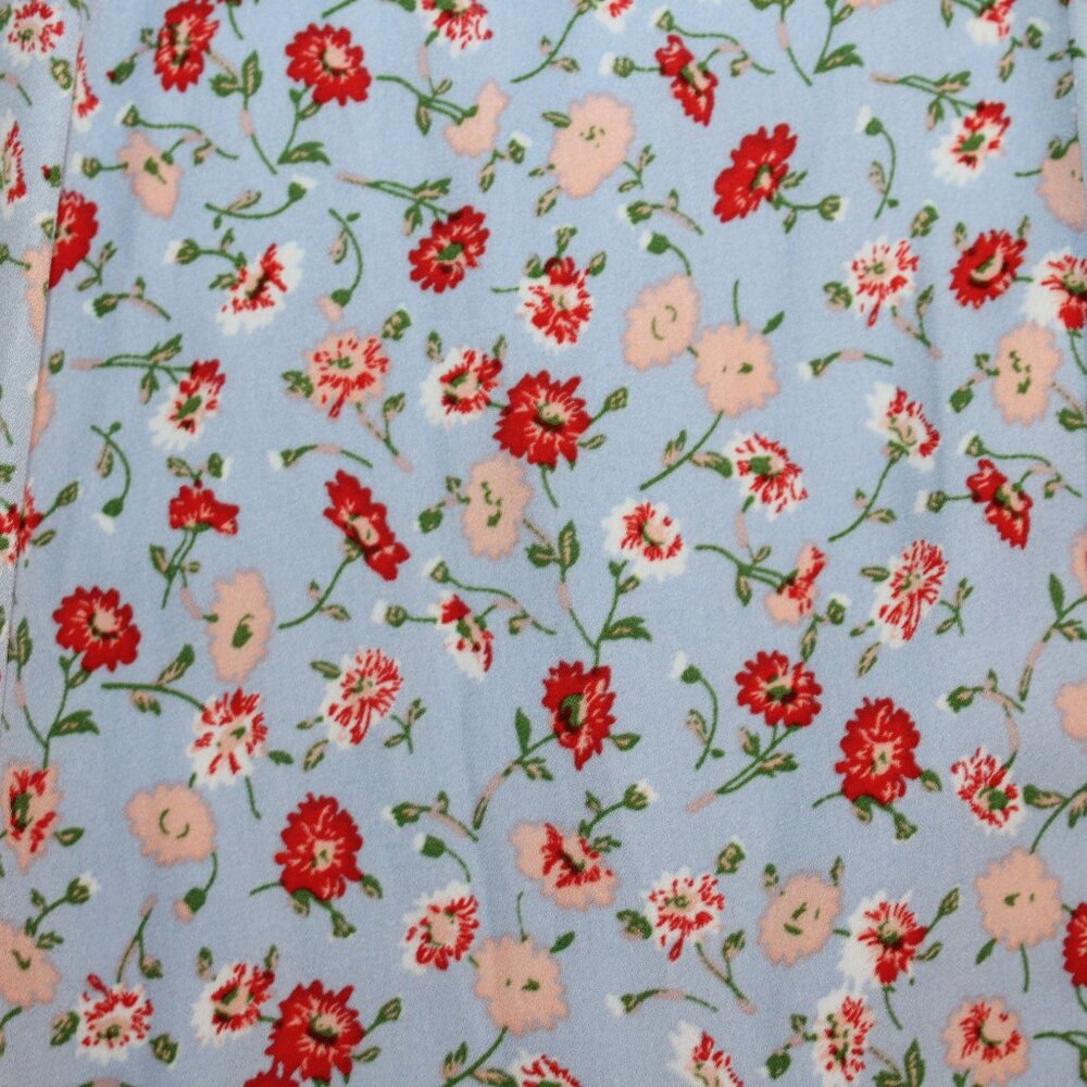 New York & Company Womens Large Red Blue Floral Hi-Lo Hem Ruffled Layers Skirt - Picture 8 of 10